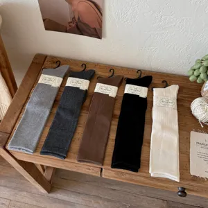 Women's silk wool long tube slouch socks winter warm cozy knit hosiery casual daily wear