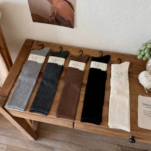 Women Autumn Winter Warm Silk Wool Blend Long Stacked Socks Fashion Casual Comfortable High Tube Calf Socks