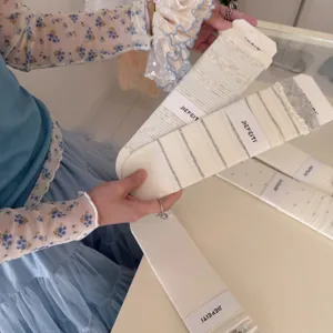 Dames Zijde Casual KuitSokken Koreaanse Stijl Schattige Volant Kant Strik Polka Dot Gestreepte Ademende Dunne Mode Sokken
