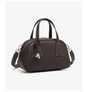 Borsa a bauletto elegante in vera pelle da donna, pratica borsa a tracolla alla moda.