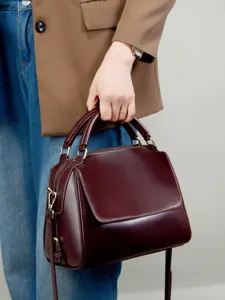 Women handbag PU leather shoulder crossbody bag elegant top handle tote bag for daily fashion use