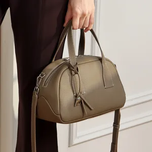 Piccola borsa da bowling in vera pelle di bue hobo borsa a tracolla elegante da donna