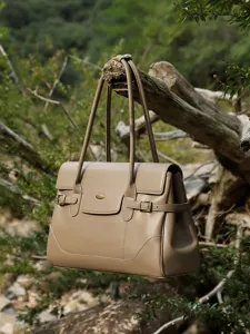 Borsa a tracolla vintage in vera pelle da donna, elegante borsa tote di grande capacità.