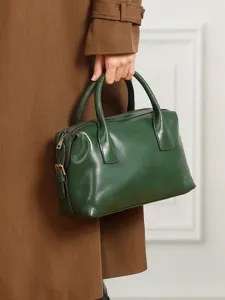 Vrouwen groene bowling handtas stijlvolle lederen kussen tas crossbody schoudertas mode