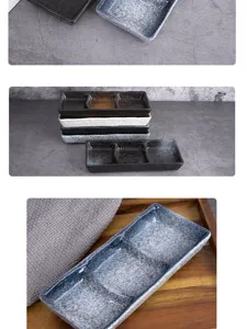 Ceramic partition sauce dish detail view, exquisite reactive glaze finish texture for kitchen.