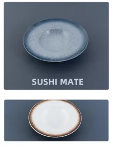 Ceramic pasta plate detail, Nordic retro straw hat design, elegant tableware for dining table.