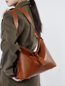 Borsa Tote in Vera Pelle per Donna Vintage Grande Capacità Hobo Borsa a Tracolla Morbida Pelle Bovina Borsa da Lavoro