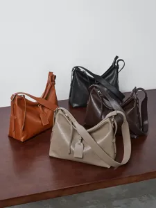 Borsa a tracolla morbida in vera pelle, grande shopper minimalista e borsa crossbody da donna.