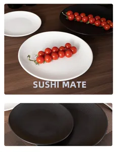 Japanese ceramic shallow plate spiral textured dinner plate for restaurant and home use