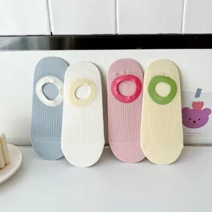 Cute women ice cream color block shallow boat socks, soft cotton breathable anti-slip.