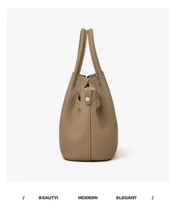 Borsa a secchiello in pelle minimalista da donna, elegante borsa con manico per tutti i giorni.