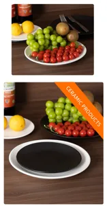 Japanese ceramic shallow plate with ribbed design, perfect for steak, pasta or salad detail.