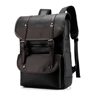 Mochila hombre vintage de cuero PU gran capacidad viaje negocio portatil bolso elegante