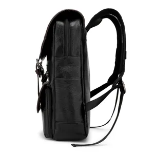 Mochila de Cuero Vintage para Hombre Negocios Gran Capacidad Viaje Portátil Negro