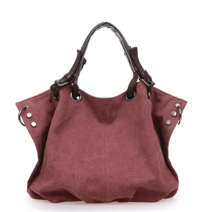 Casual canvas shoulder bag for women large capacity tote handbag stylish daily commuter purse