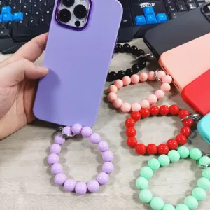 Coque de téléphone en perles colorées bracelet acrylique accessoires mobiles chic