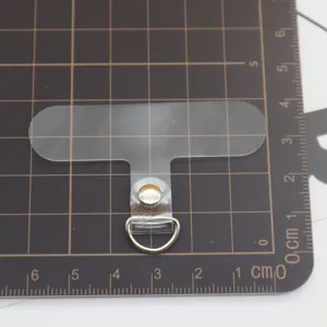 Transparenter Handy-Lanyard Patch Halterung fuer Smartphones mit Metall D-Ring Befestigung.