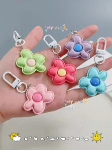 Candy color flower keychain dopamine style cute girl bag charm pendant accessories