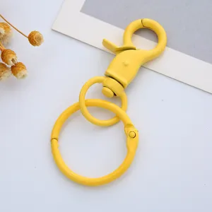 Yellow painted metal lobster clasp keychain ring set for DIY jewelry crafting accessories