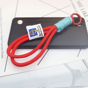 Nylon braided rope keychain and hand lanyard with metal ring for keys and bags accessory
