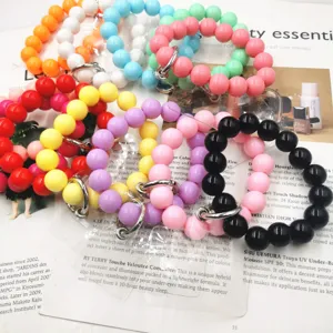 Bracelet perles couleur bonbon breloque telephone jolie perle acrylique sangle poignet