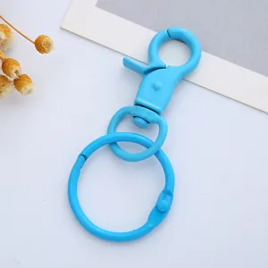Colorful painted lobster clasp keychain DIY metal ring accessories for bag and key chain.