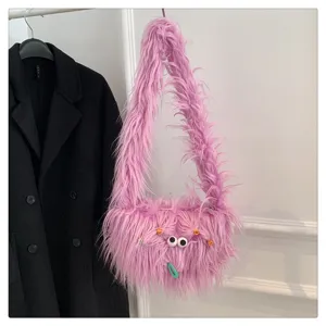 Niedliche Plüsch flauschige Umhängetasche für Damen Winter zottelige Monster Handtasche