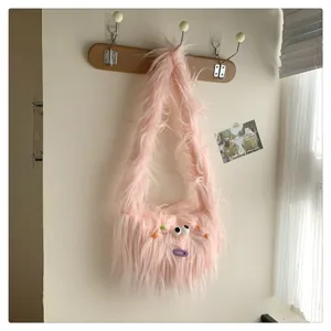 Süße rosa flauschige Plüsch Umhängetasche Winter kawaii langhaarige Schultertasche Tasche