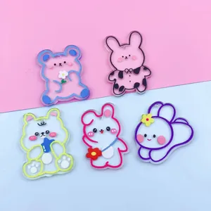 Cute acrylic transparent cartoon animal charms for DIY keychains, earrings and bags.