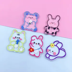 Acrylic transparent cute cartoon animal bear rabbit pendant charms details accessories