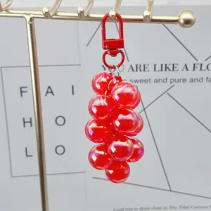Acrylic AB color grape keychain bag charm, electroplated shiny pendant for car keys and bags.