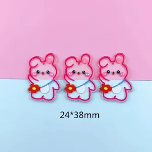 Acrylic double-sided transparent cartoon rabbit pendant DIY earrings key chain material.