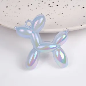 Colorful iridescent balloon dog acrylic charm DIY pendant for necklace keychain jewelry making