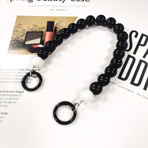 Acrylic Round Bead Phone Lanyard Handmade Beaded Phone Charm Wrist Strap Bag Handle Chain DIY Decorative Accessories