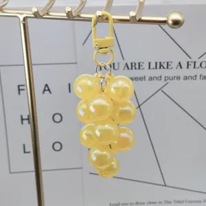 Acrylic grape keychain pendant with AB electroplated color for car hanging bag charm