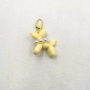Acrylic balloon dog keychain with pearl necklace pendant cute bag charm phone accessory