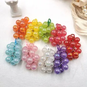 Colorful acrylic electroplated AB color grape keychain pendant car hanging decoration.