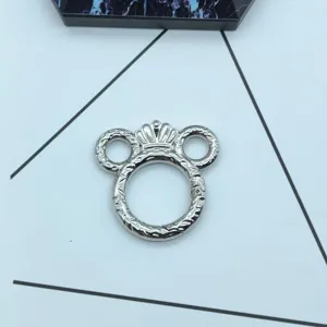 Zinc Alloy Metal Keychain Spring Ring Cute Bear Rabbit Flower Design Car Key Ring Bag Pendant DIY Hardware Accessories