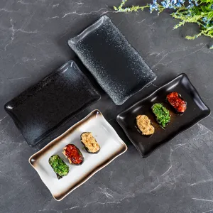 Plat Onde en Céramique Rectangulaire de Style Japonais Plaque à Sushi Collation Commerciale Vaisselle Glacée Pour Restaurant