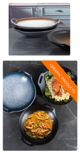 Japanese ceramic double-eared baking pan, heat-resistant restaurant tableware and serving dish.