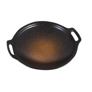 Japanese style ceramic double handled baking pan round restaurant tableware tray