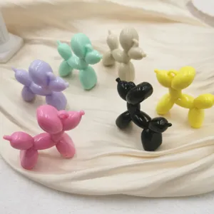 Colorful resin balloon dog charms DIY keychain pendants cute phone case hanging accessories