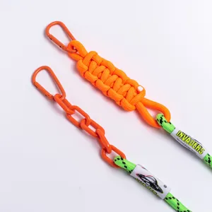 Detailed shot of trendy DIY zipper pull lanyard and mobile phone case strap with hooks.