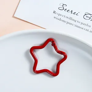Red metal star spring snap hook, DIY keychain connector clasp for handmade jewelry making accessories