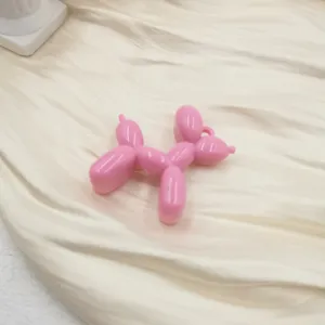 Pink acrylic balloon dog charm pendant for DIY keychain and phone case decoration