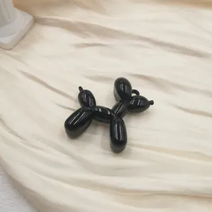 Black acrylic balloon dog charm DIY keychain pendant cute phone case accessory item