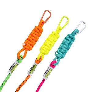 Colorful DIY woven lanyards with carabiners for phone cases clothing accessories and bags.