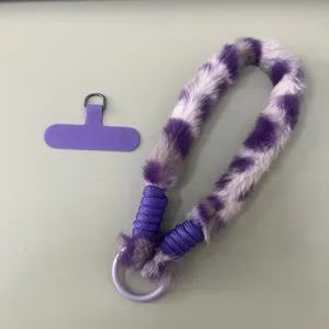 Autunno Inverno Contrasto Stampa Leopardata Peluche Laccetto Telefono Cinturino Polso Ciondolo Borsa