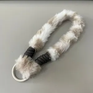 Laccetto polso telefono pelliccia sintetica leopardo carino ciondolo borsa donna
