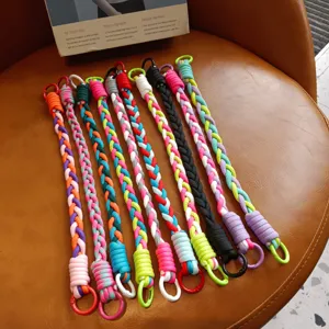 Bunte geflochtene Handykette kurze Handschlaufe geflochtenes Lanyard fuer Schluessel Huellen
